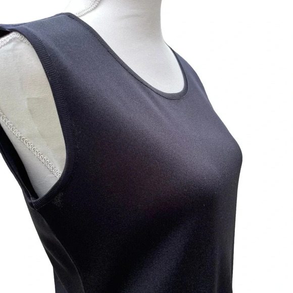 Exclusively Misook Black Acrylic Crew Neck Tank Top with Side Slits Size Small - Picture 9 of 15